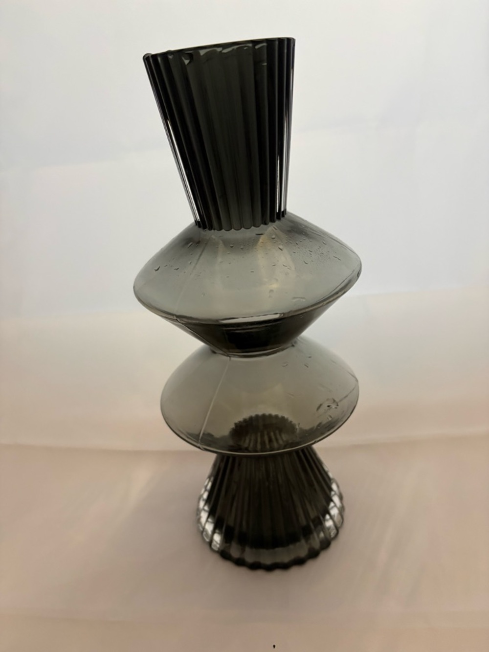 Handblown Smoky Glass Decorative Vase - Neutral Accent
